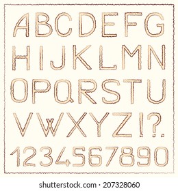 Vector set of grunge letters and numbers