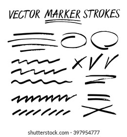 Vector set of grunge marker strokes, lines and  frames. Abstract  design elements for your design