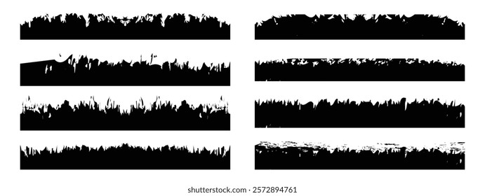 Vector set of grunge paint edges. Frames and Textures. Black ink grunge frame border edges.	