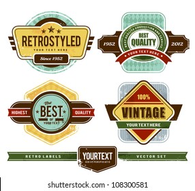 Vector Set Of Grunge Retro Badges.