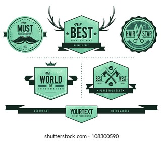 Vector set of grunge retro badges.