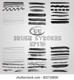 Vector set of grunge shades of grey watercolor brush strokes. Vector Illustration EPS10.
