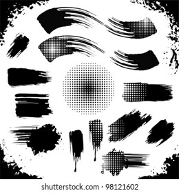 Vector set of grunge stains, drops and splat