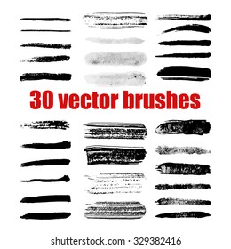 Vector set of grunge strokes. Watercolor hand paint brush strokes
