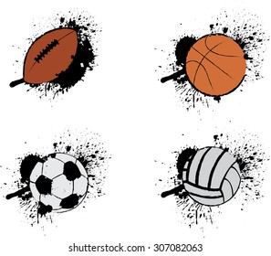 Vector set of grunge style sport balls