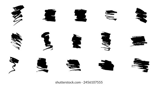 Vector set of grunge textures. Blots strokes lines with a black marker pencil and a felt-tip pen. Strokes stains on a white background. For various designs, print for textiles, text eps 10