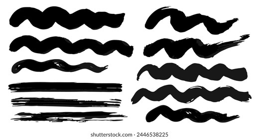 Conjunto de Vector de pinceladas amplias de acuarela grunge