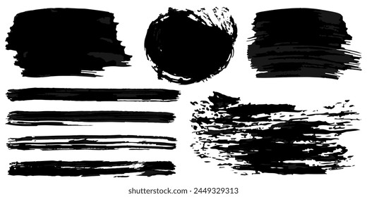 Vector set of grunge watercolor broad strokes