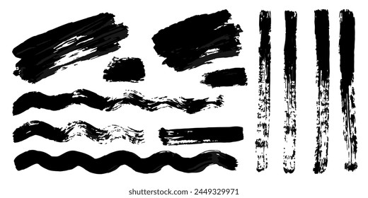 Vector set of grunge watercolor broad strokes