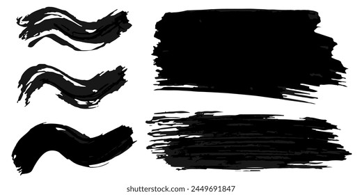Vector set of grunge watercolor broad strokes