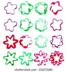 Vector Set of Grunge and Watercolor Flowers - EPS10