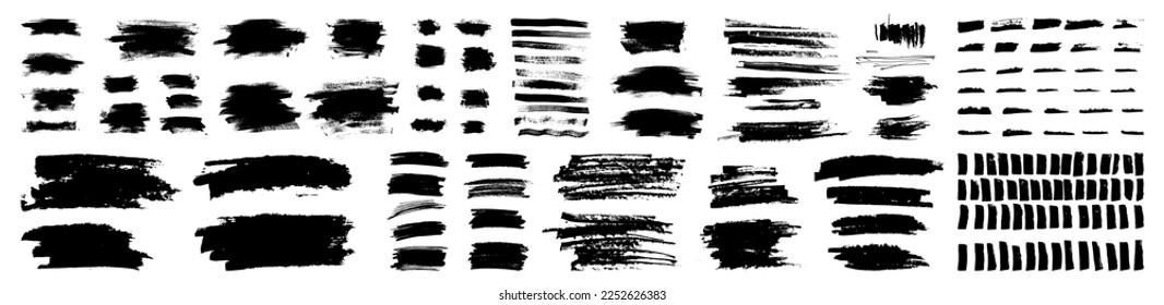 Vector set of grungy hand drawn textures. Lines, acrylic dabs, daubs, smears, highlights, waves, brush strokes, patterns, dry brush scratches, information boxes. Hand drawn grunge elements collection