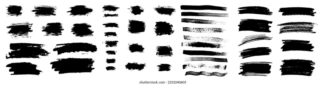 Vector set of grungy hand drawn textures. Lines, acrylic dabs, daubs, smears, highlights, waves, brush strokes, patterns, dry brush scratches, information boxes. Hand drawn grunge elements collection