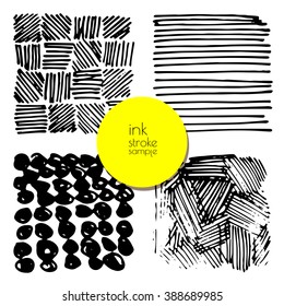 Vector set of grungy hand drawn textures on white background. Lines, circles, crosses, smears, strokes. Hand drawn elements.