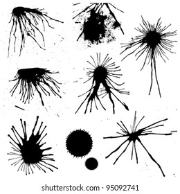 vector set of grungy Ink splash or splatter on white background