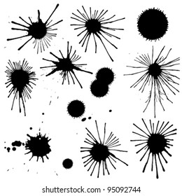 vector set of grungy Ink splash or splatter on white background