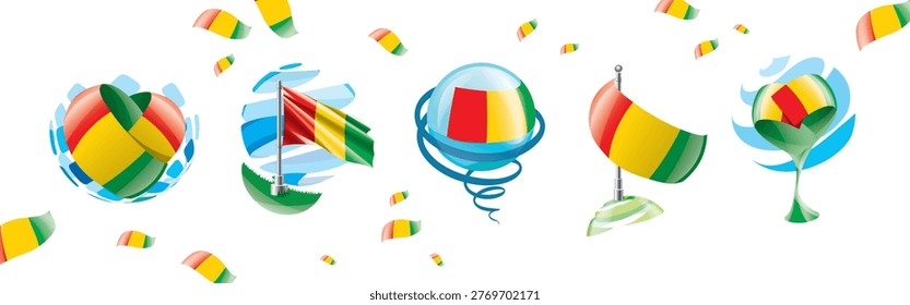 Vector set of the Guinean flag in various creative designs