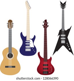 Vector set of guitars isolated on white