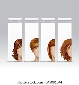 Vector Set of Hair Color Dye Shampoo Balsam Balm Mask Packaging Packing Pack Box Isolated on Background