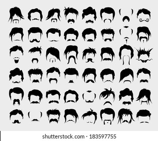 Vector set. hair, mustache, beard