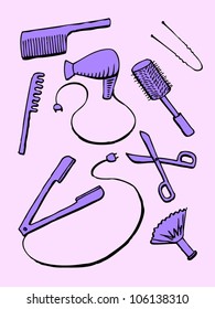 vector set of hairdresser items