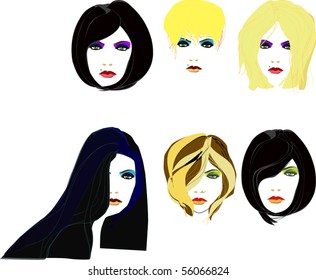 vector set of hairstyles