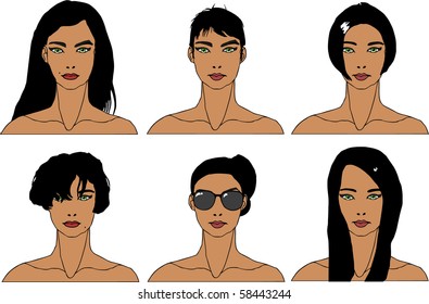 vector set of hairstyles