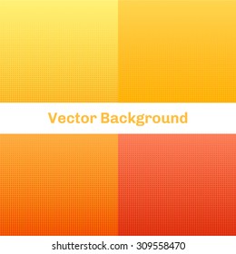 Vector set halftone dots. Orange dots on yellow background.