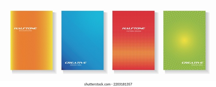 Vector set of halftone gradient background. For book cover, notebook cover, brochure, poster, flyer, web banner, etc.