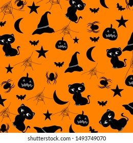Vector set of halloween  ,adorable cartoon animal background.