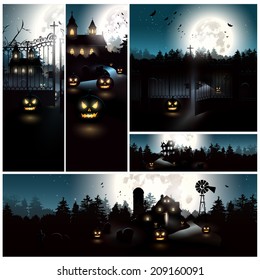 Vector set of Halloween backgrounds