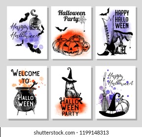 Vector set of halloween banner.