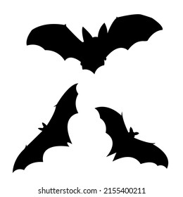 Vector set of halloween bat silhouettes. Creepy illustration. Design for a t-shirt. Design element for halloween party