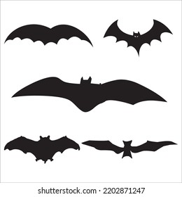 Vector Set Of Halloween Bats Silhouettes Illustration Isolated On White Background