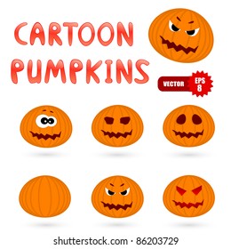 Vector set of halloween cartoon pumpkins