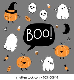 Vector set for Halloween in cartoon style.