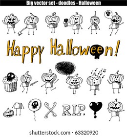 Vector set - Halloween characters -  scary pumpkin -)