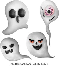 Vector set of Halloween design elements . Halloween clipart with traditional symbols.