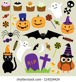 Vector set of Halloween elements