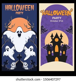 Vector set of Halloween invitation card design