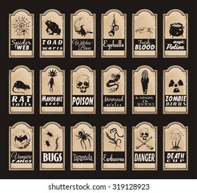 Vector set of Halloween labels or cards