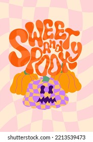 Vector set of Halloween party invitations or greeting cards with handwritten calligraphy and traditional symbols. Vector illustration