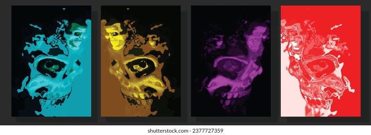 Vector set of Halloween party invitations or greeting cards.