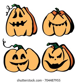 Vector set of Halloween pumpkin. Halloween icon. Objects isolated on white background.