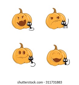 Vector set to the Halloween with pumpkins and black cats.