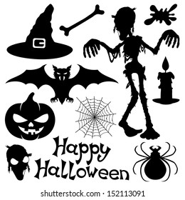 Vector set. Halloween silhouettes.