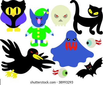 vector set of halloween symbols 01