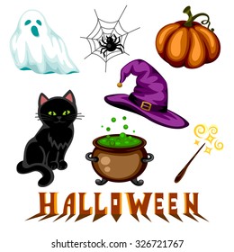 vector set of Halloween symbols