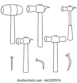 vector set of hammer and nails