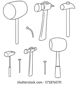 vector set of hammer and nails